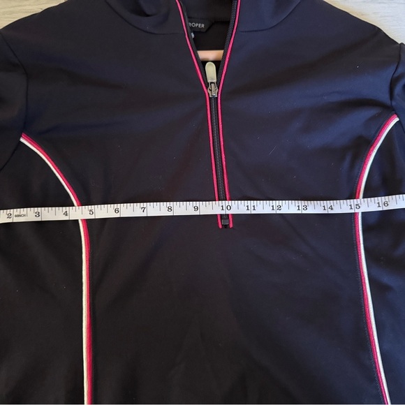 Boston Proper Medium Stripe Sport Zip Dress Preppy Sporty Athleisure Navy Blue - Picture 6 of 9